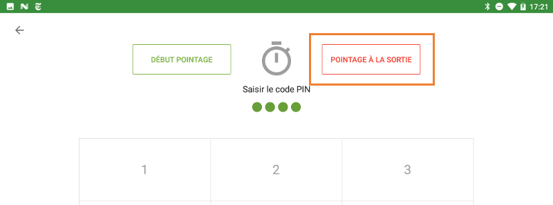 bouton Pointage sortie