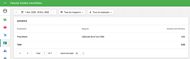 Section total d’heures travailler