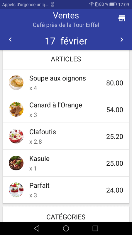 détail des ventes par article