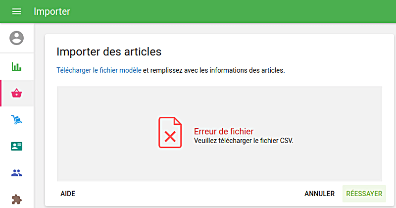 Importation et exportation d'articles