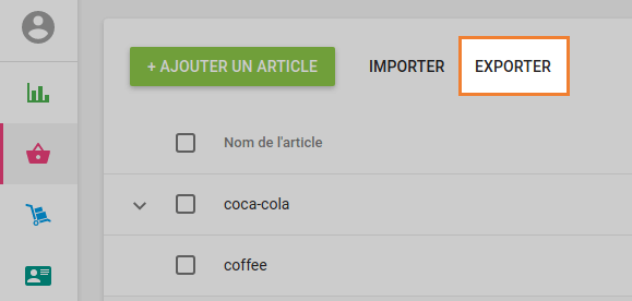 le bouton ‘Exporter’