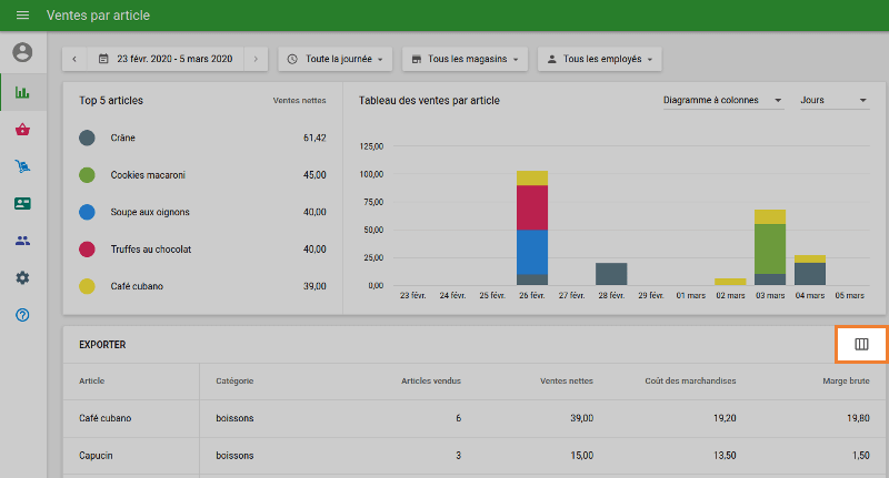 personnaliser les colonnes affichées