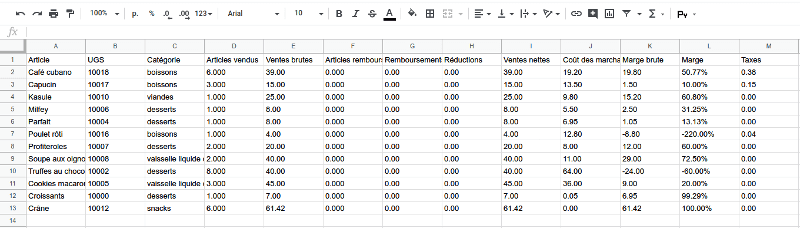 l’ouvrir dans Google Sheets