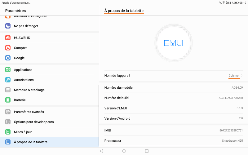 le nom du périphérique sur un iPad PDV