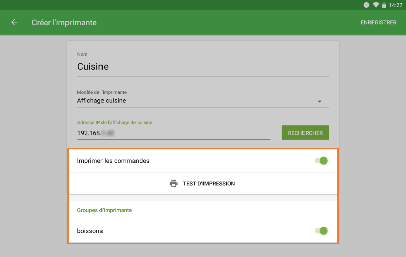 bouton «&nbsp;test d'impression&nbsp;»