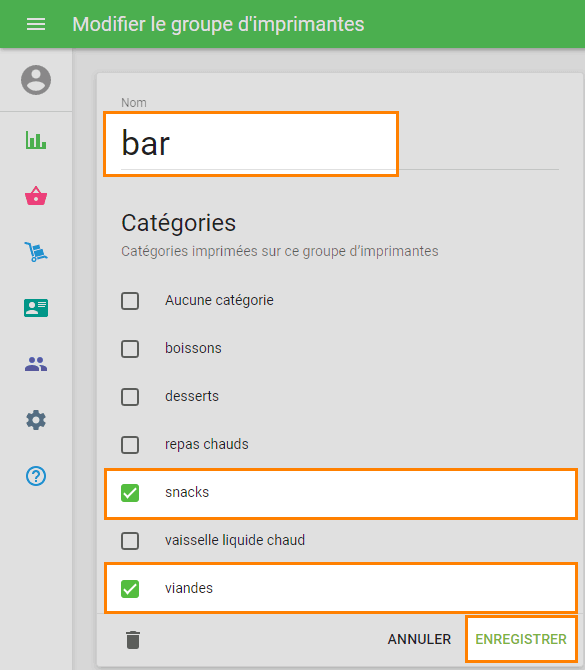 groupe d'imprimantes boissons