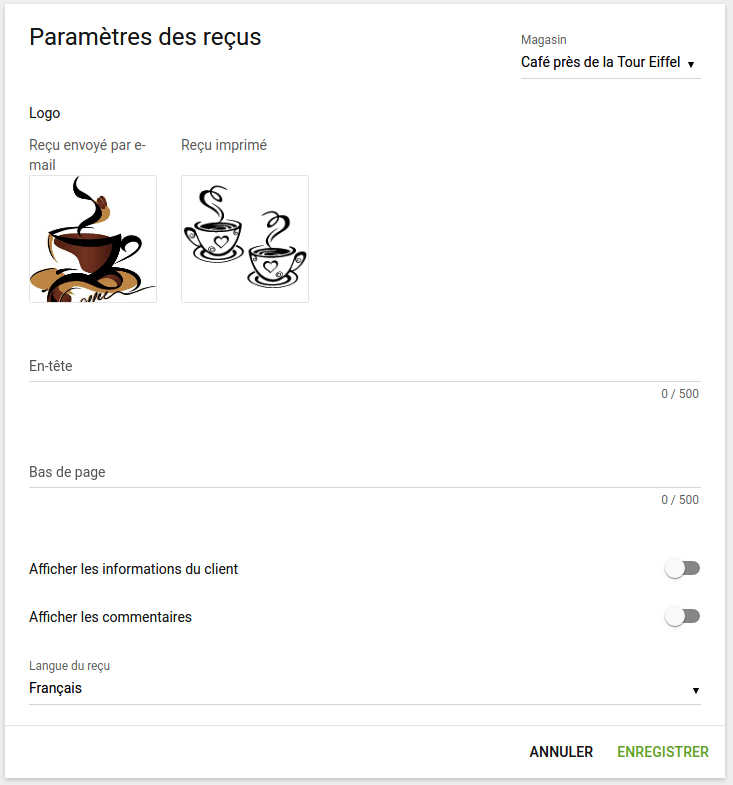 Le logo du «Reçu imprimé» doit être une image en noir et blanc
