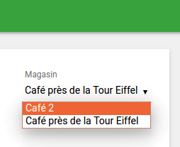 sélectionnez les autres magasins dans la liste