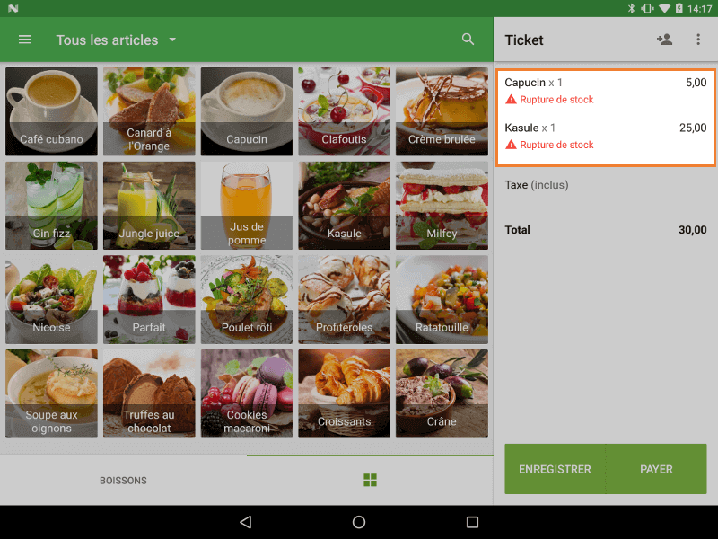 alerte concernant un stock insuffisant