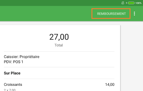 bouton de remboursement inactif