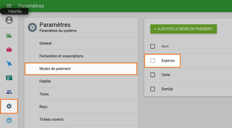 bouton de l’option de paiement