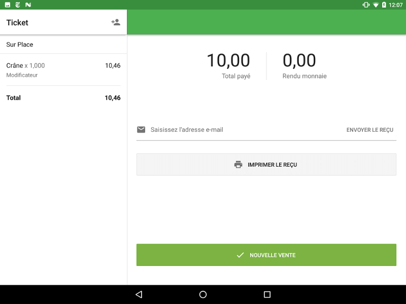 le changement dans l'écran final