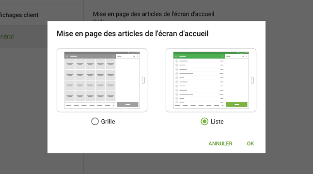 Choisissez l'option de liste et enregistrez les modifications.