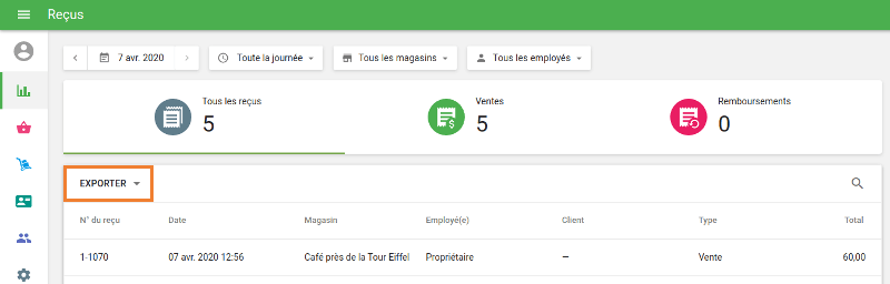 bouton ‘Exporter’