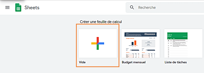 Google Sheets et cliquez sur le bouton ‘Démarrer une nouvelle feuille de calcul’