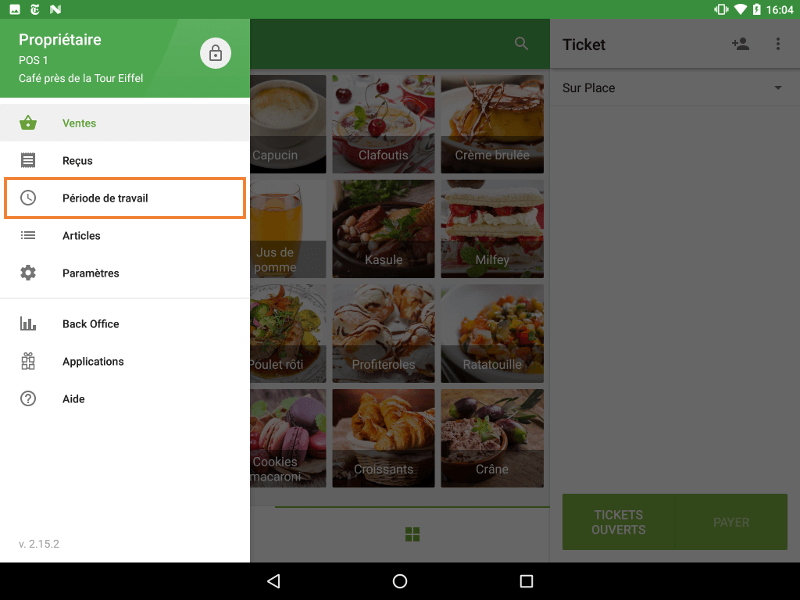 bouton «Rotas» dans le menu principal