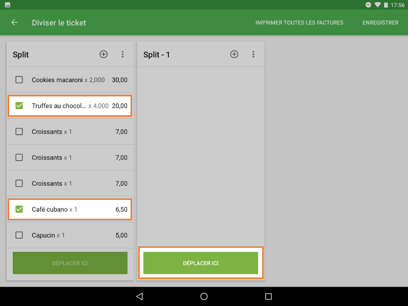 l’écran ‘tickets ouverts’