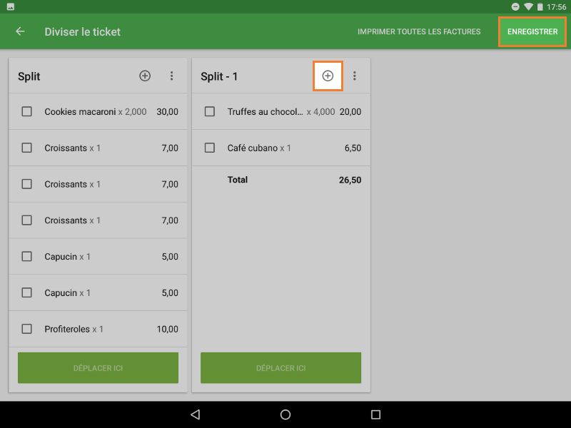 Appuyez sur le + pour ajouter un nouveau ticket