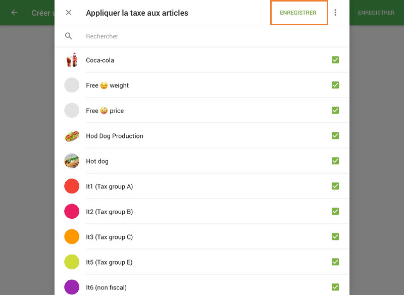 Enregistrer les éléments sélectionnés