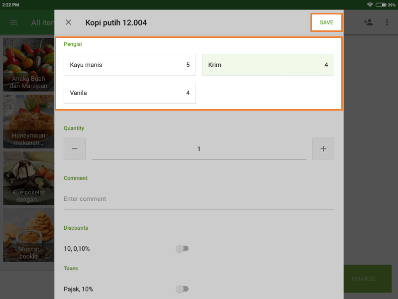 Kotak dialog untuk memilih pengubah