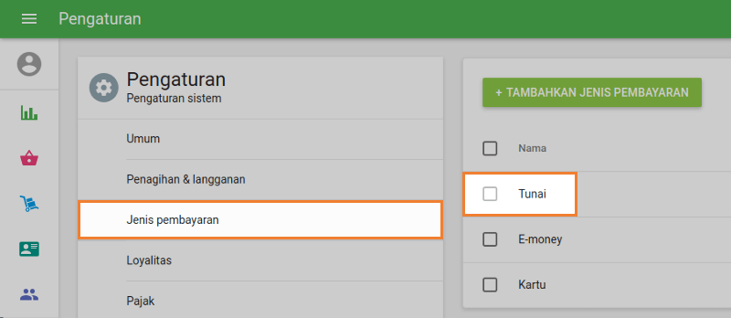 Jenis Pembayaran Uang Tunai
