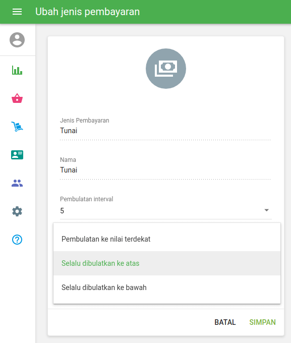 memilih 'Aturan Pembulatan'