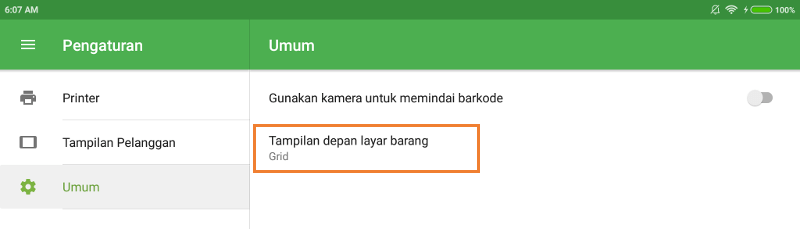 ‘Layout home tampilan layar barang’ Pengaturan POS