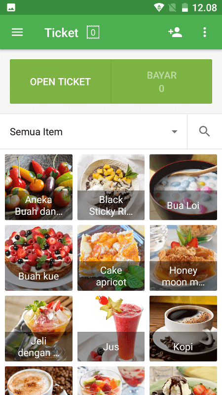barang pada layar penjualan akan ditampilkan dalam tiga kolom