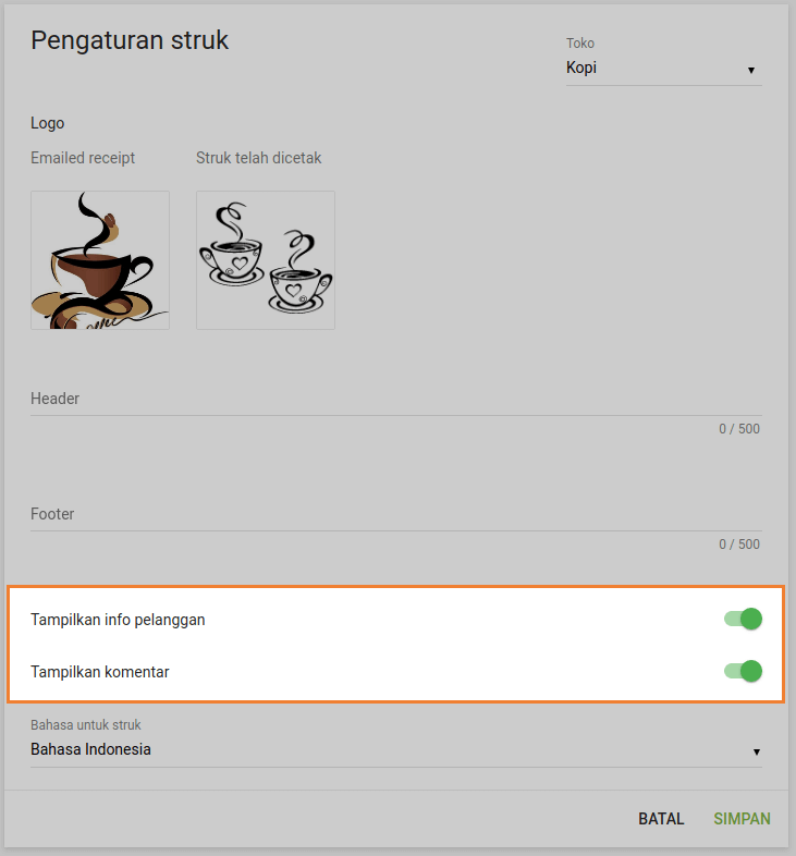 Tampilkan info pelanggan dan Tampilkan catatan