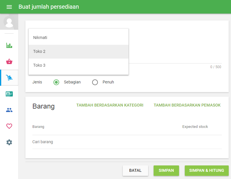 Anda juga dapat membuat catatan di kolom 'Catatan'