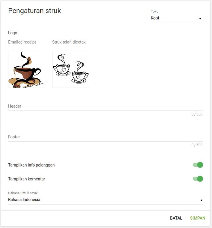 Logo untuk 'Struk yang Dicetak' harus merupakan gambar hitam dan putih