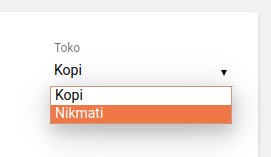 Pilihlah toko dari daftar menurun