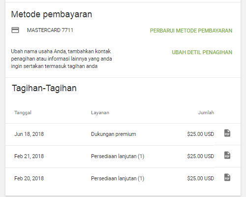 akan muncul pada kotak 'tagihan' di bagian 'penagihan'
