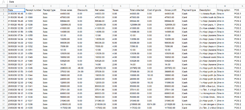 membukanya di Google Sheets