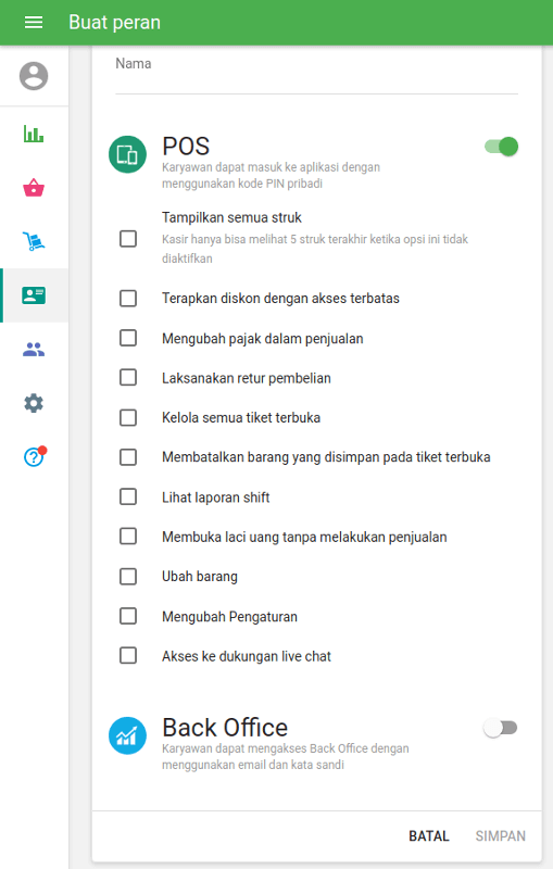 Hak akses POS