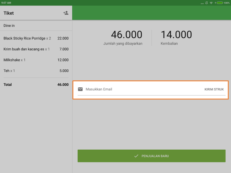 'Masukkan Email' dan tombol 'Kirim Struk'