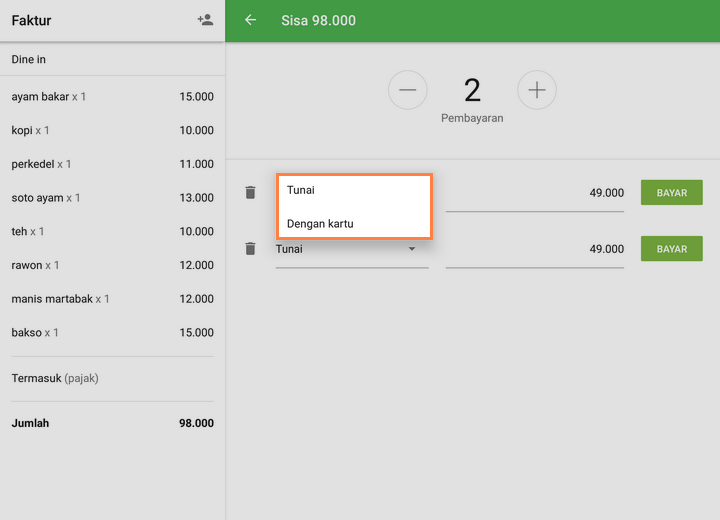 Pilih jenis pembayaran