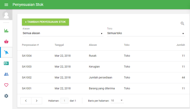 Anda dapat melihat daftar dari semua pengaturan seperti terlihat di bawah ini