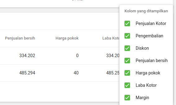 menyesuaikan kolom yang ditampilkan
