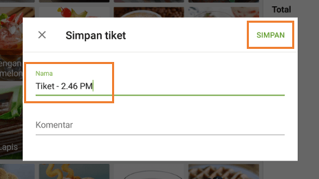 Beri nama pada tiket