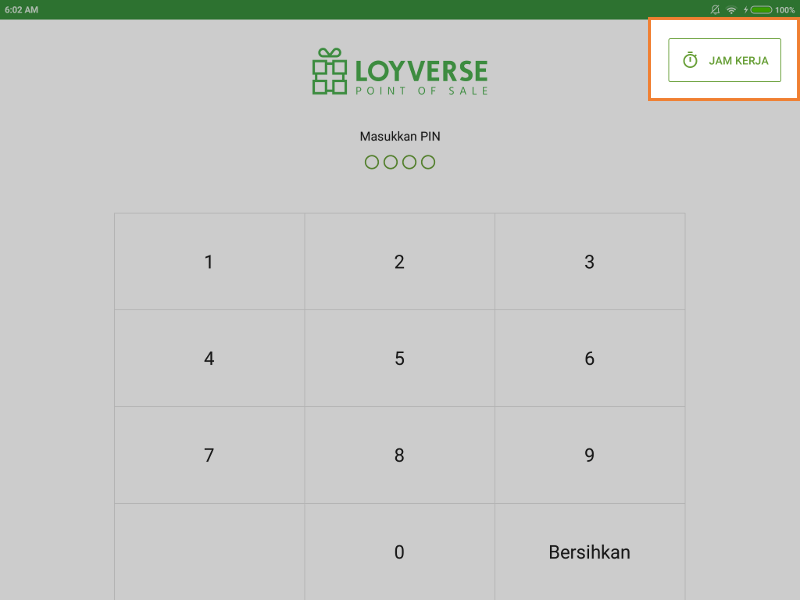 tombol 'Waktu' pada layar masuk