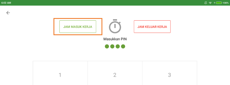 tombol 'Masuk Kerja'