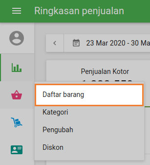 Bagian daftar item Sku VARIAN Variasi