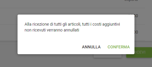 notifica che tutti i costi aggiuntivi