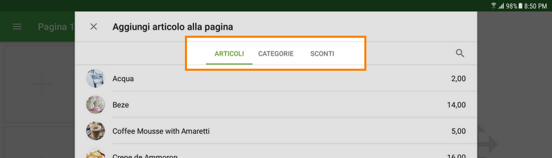 aggiungere Categorie e Sconti alla pagina della griglia