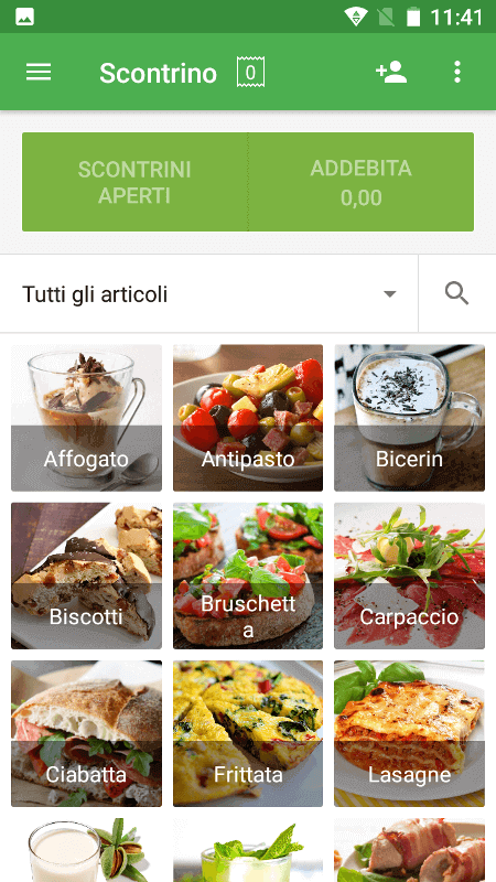 articoli nella schermata delle vendite vengono visualizzati in tre colonne