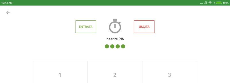 attivi ‘Entrata’ e ‘Uscita’ pulsanti