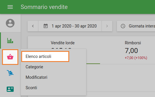 Vai all'elenco degli articoli Sku