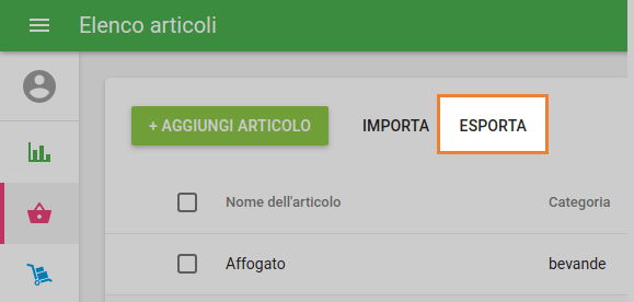 il pulsante ‘Esporta’