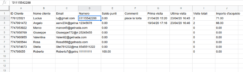 Esportazione di file